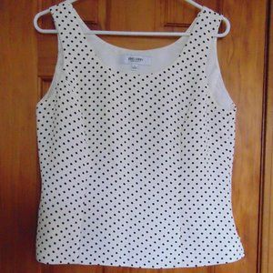 Jones Studio Separates Women's Sleeveless Cream/Black Polka Dot Top Sz 10